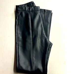 Black faux leather pants